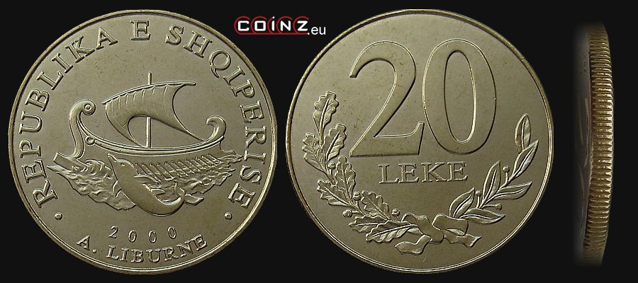 20 leków 1996-2000 - monety Albanii