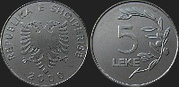 5 leków od 1995 monety Albanii