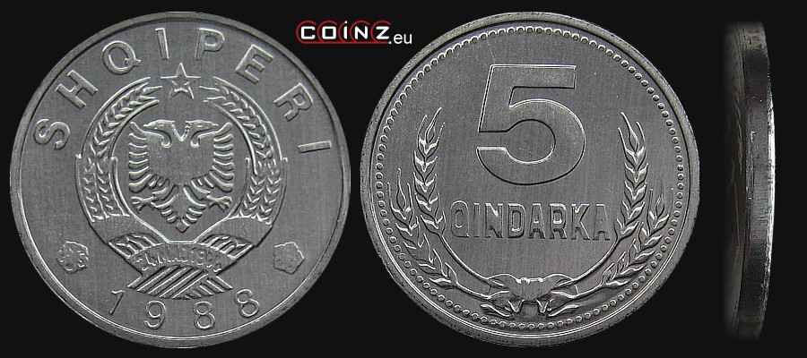 5 qindarka 1988 - Albanian coins