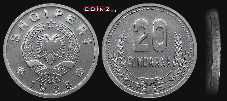 20 qindarka 1988 - Albanian coins