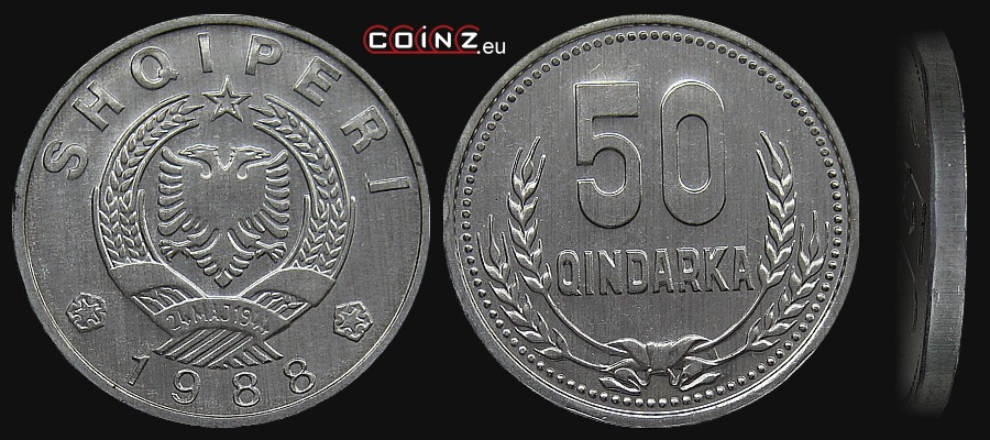 50 qindarka 1988 - Albanian coins