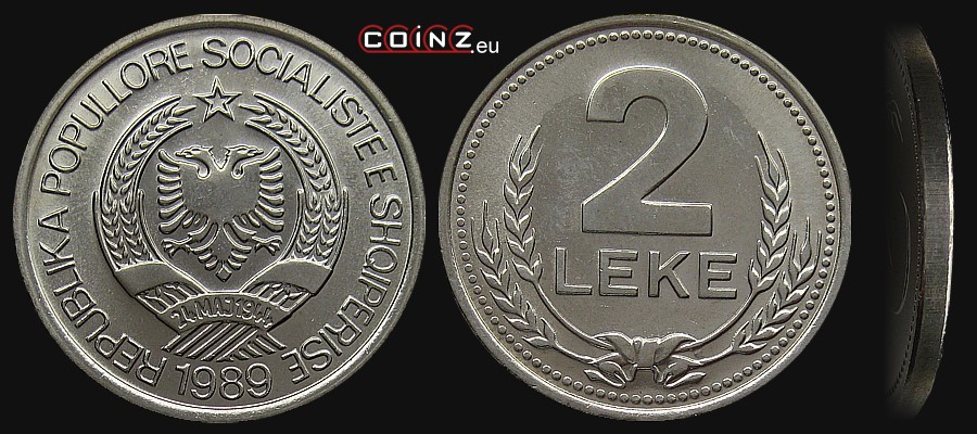 2 leki 1989 - monety Albanii