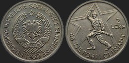 2 leke 1989 45th Anniversary of Liberation Albanian coins