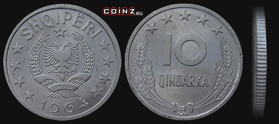 10 qindarka 1964 - Albanian coins