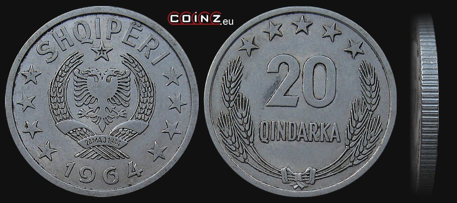 20 qindarka 1964 - Albanian coins