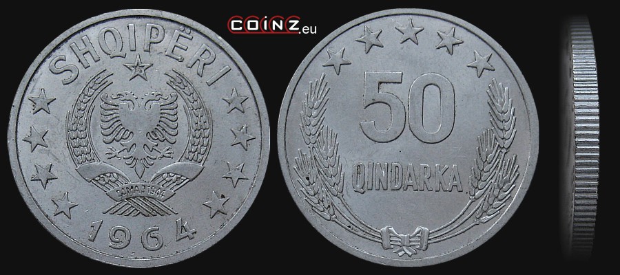 50 qindarka 1964 - Albanian coins