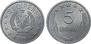 01_5 qindarek 1964 monety Albanii
