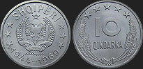 10 qindarka 1969 Albanian coins