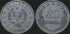 20 qindarka 1964 Albanian coins