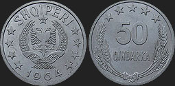 50 qindarka 1964 Albanian coins