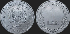 1 lek 1964 monety Albanii