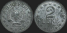 2 leki 1947-1957 monety Albanii