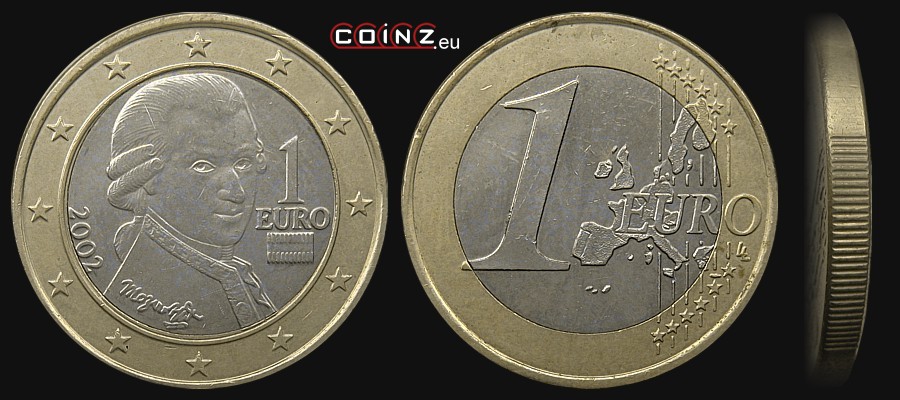 1 euro 2002-2007 - monety Austrii