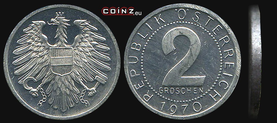 2 grosze 1950-1994 - monety Austrii