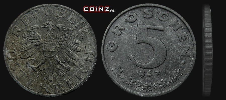 5 groszy 1948-1994 - monety Austrii