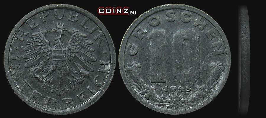 10 groszy 1947-1949 - monety Austrii