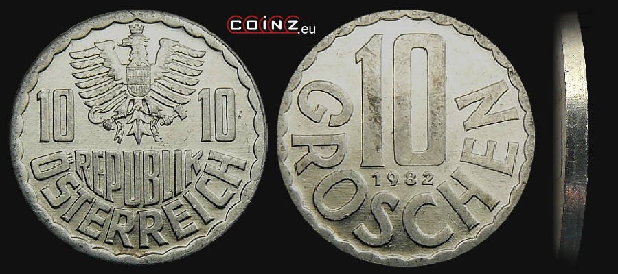 10 groszy 1951-2001 - monety Austrii
