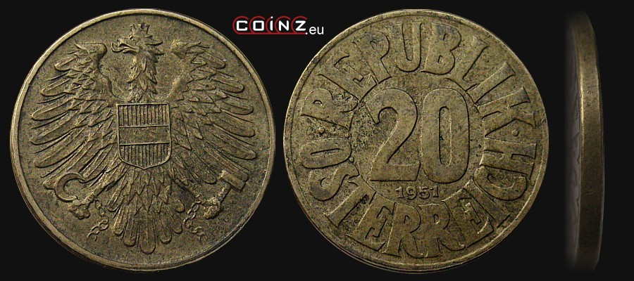 20 groszy 1950-1954 - monety Austrii