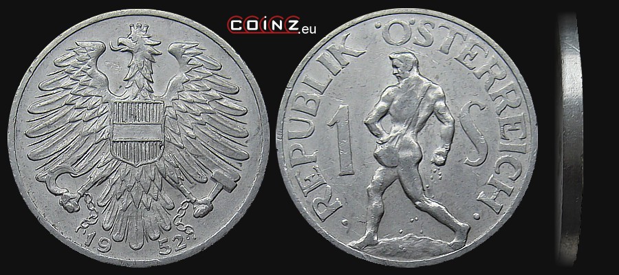 1 szyling 1946-1957 - monety Austrii