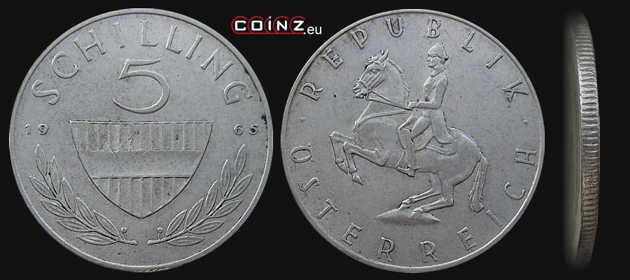 5 szylingów 1960-1968 - monety Austrii