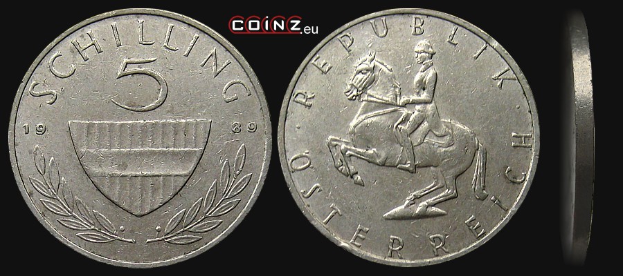 5 szylingów 1968-2001 - monety Austrii