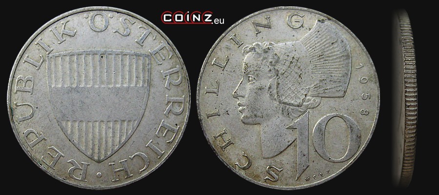 10 szylingów 1957-1973 - monety Austrii