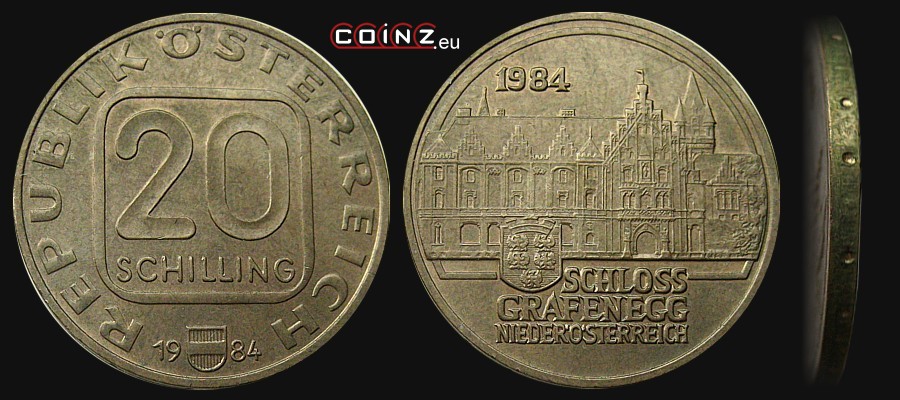 20 szylingów 1984 Zamek Grafenegg - monety Austrii