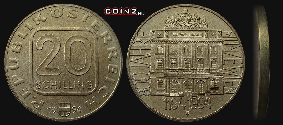 20 szylingów 1994 Mennica Wiedeńska - monety Austrii