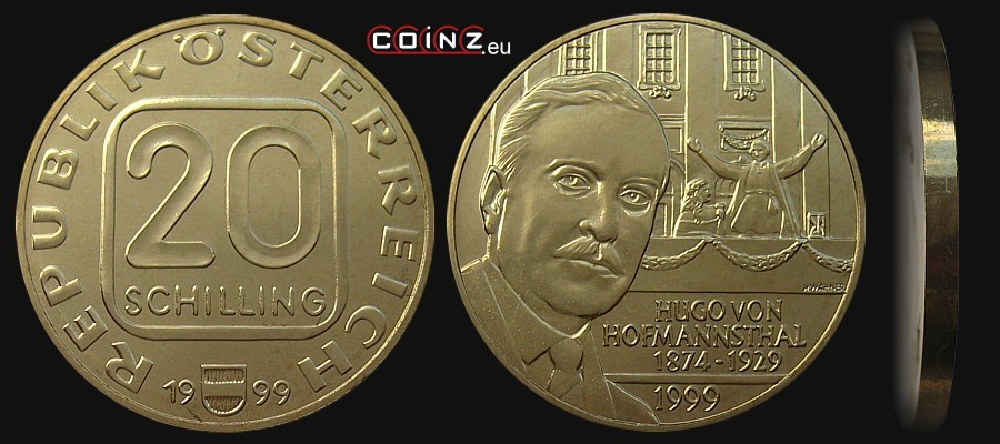 20 szylingów 1999 Hugo von Hofmannsthal - monety Austrii