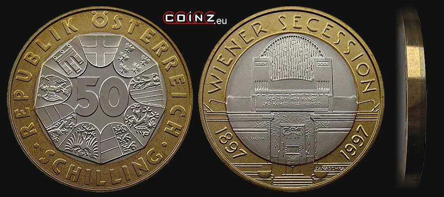 50 szylingów 1997 Pawilon Secesji - monety Austrii