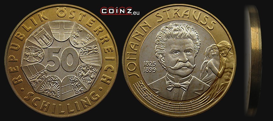 50 szylingów 1999 Johann Strauss - monety Austrii