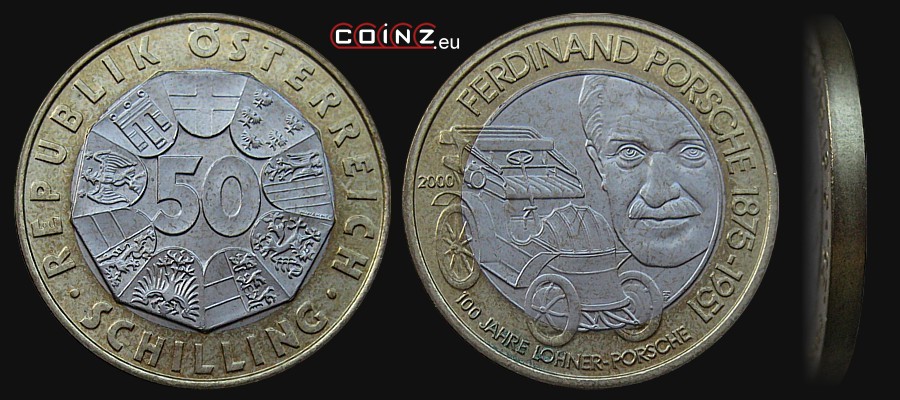 50 schilling 2000 Ferdinand Porsche - Austrian coins