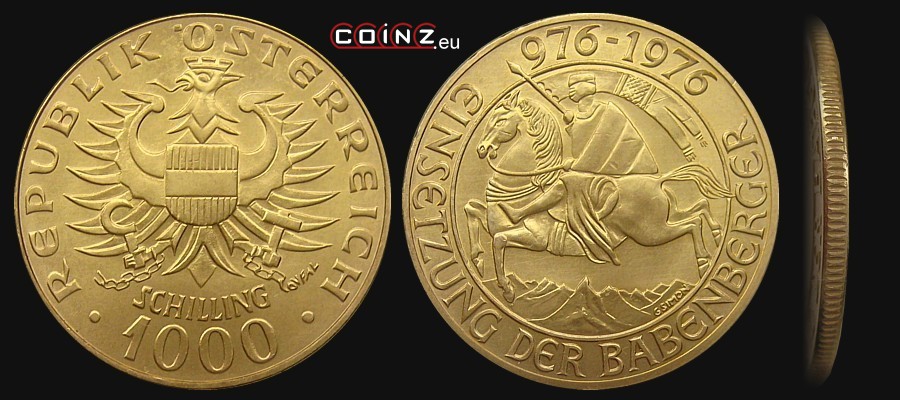 1000 szylingów 1976 Babenberger - monety Austrii