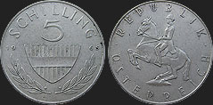 Monety Austrii - 5 szylingów 1960-1968 