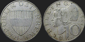Monety Austrii - 10 szylingów 1957-1973 