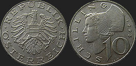 Monety Austrii - 10 szylingów 1974-2001 