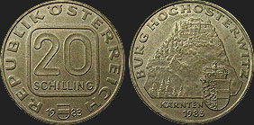 Monety Austrii - 20 szylingów 1983-1993 - Zamek Hochosterwitz 