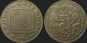 Monety Austrii - 20 szylingów 1986-1993 - Traktat z Georgenberg 