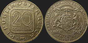 Monety Austrii - 20 szylingów 1987-1993 - Arcybiskup Johann Ernst 