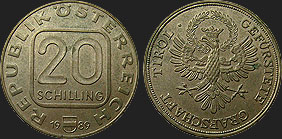 Monety Austrii - 20 szylingów 1989-1993 - Książęce Hrabstwo Tyrol 