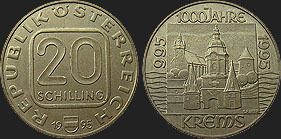 Monety Austrii - 20 szylingów 1995 - 1000 Lat Krems 