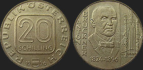 Monety Austrii - 20 szylingów 1996 - Anton Bruckner 
