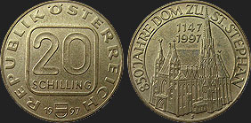 Monety Austrii - 20 szylingów 1997 - Katedra Św. Szczepana w Wiedniu 