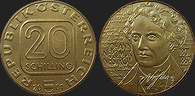 Monety Austrii - 20 szylingów 2001 - Johann Nepomuk Nestroy 