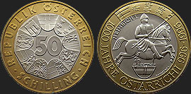 Monety Austrii - 50 szylingów 1996 - 1000 Lat Austrii 
