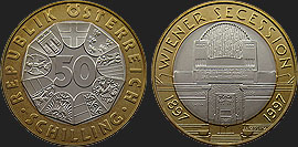 Monety Austrii - 50 szylingów 1997 - Pawilon Secesji w Wiedniu 