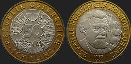 Monety Austrii - 50 szylingów 1998 - Konrad Lorenz 