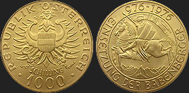 Monety Austrii - 1000 szylingów 1976 - 1000 Lat Rządów Babenbergów 