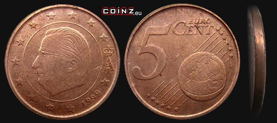 5 euro centów 1999-2007 - monety Belgii