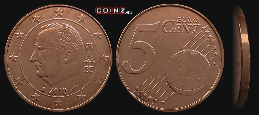 5 euro centów 2010-2013 - monety Belgii